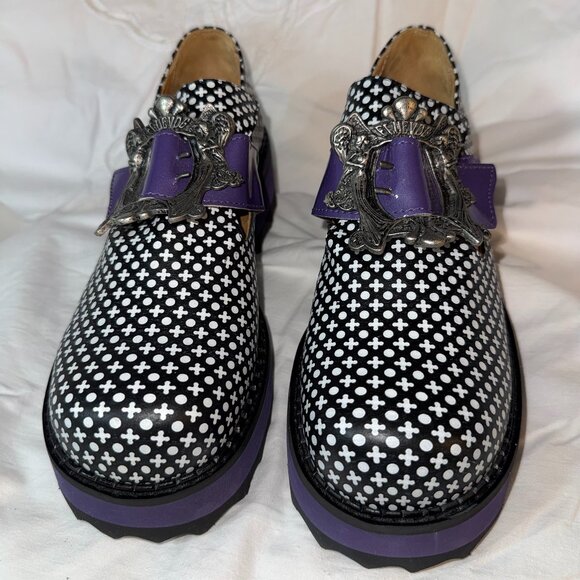 Fluevog Asta Buckled Platform Shoe XO/Purple F-Shoe Hi Like New! Size 9.5 - Picture 1 of 15